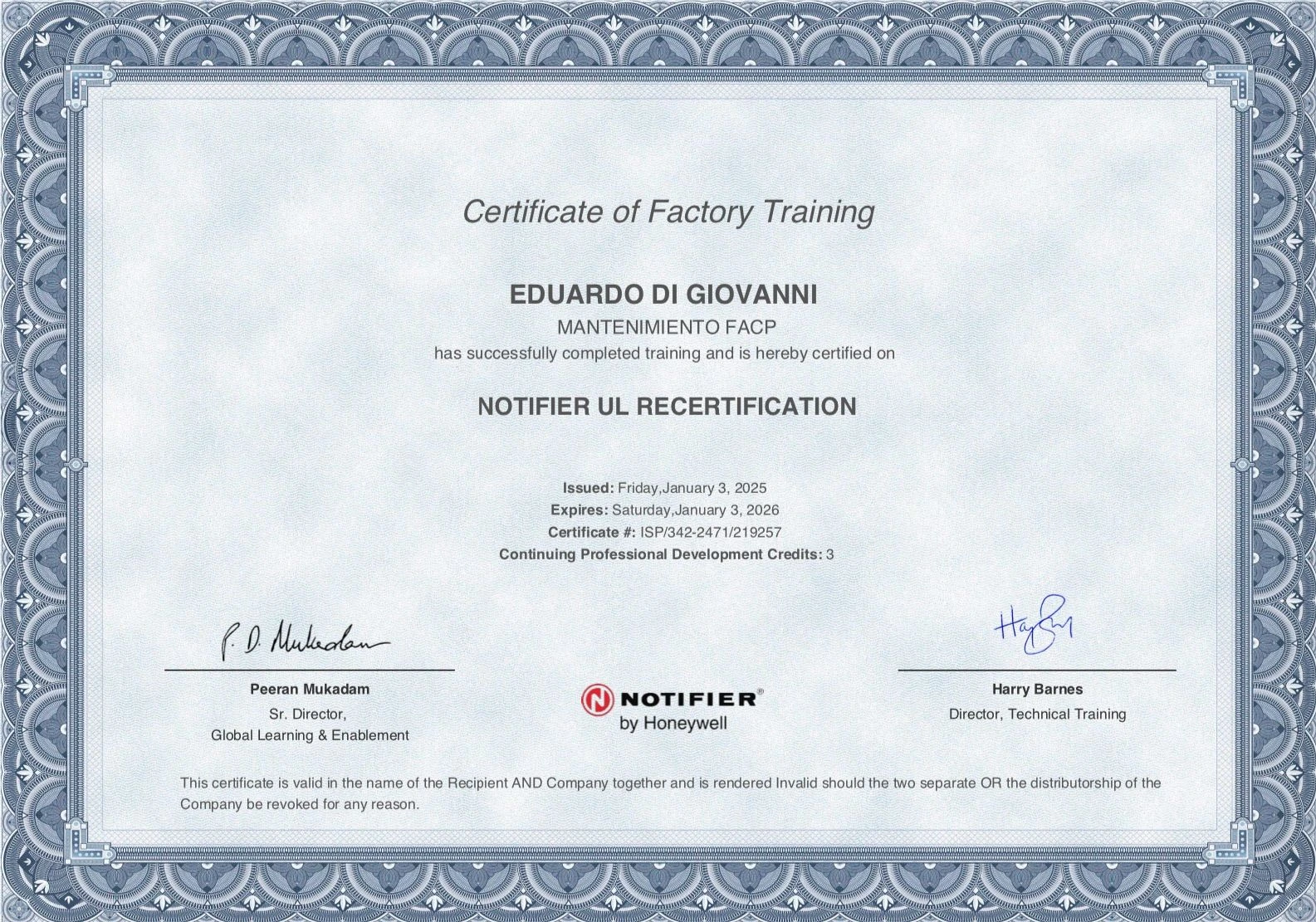 Certificado Notifier UL